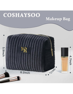Bolsa de Maquillaje de Viaje COSHAYSOO Acolchada Negra 2