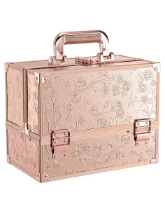 Estuche de Maquillaje FRENESSA Rosa Dorado 30x25x17cm con Espejo