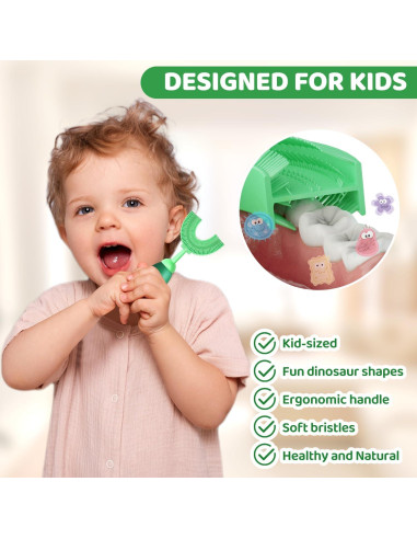 Cepillo de Dientes en U ZMRZ para Niños 2-7 Años Verde