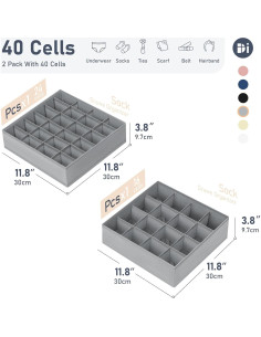 Organizador de Calcetines DIMJ - 2 Celdas Plegables Gris 2