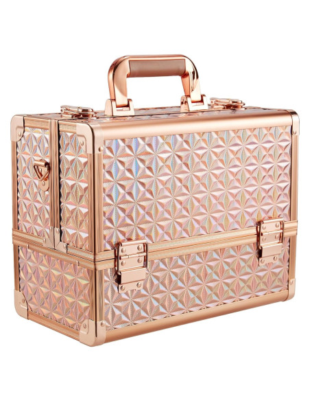 Estuche de Maquillaje Extra Grande Frenessa Rosa Dorado 32 cm Estuche de Maquillaje Extra Grande Frenessa Rosa Dorado 32 cm