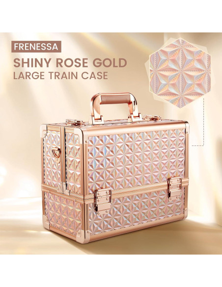 Estuche de Maquillaje Extra Grande Frenessa Rosa Dorado 32 cm Estuche de Maquillaje Extra Grande Frenessa Rosa Dorado 32 cm