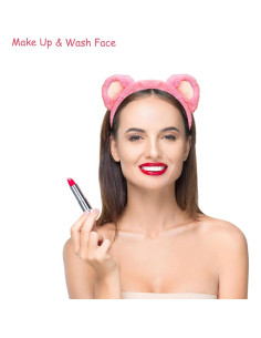 Diadema de Oso Rosa NENMATTE Suave y Cómoda para Niños 2