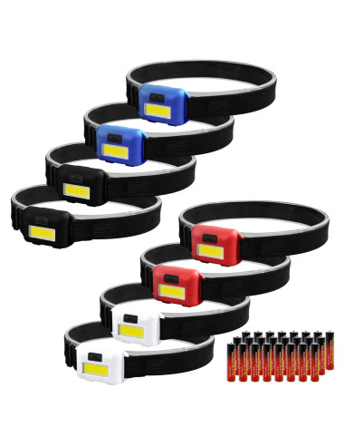 Paquete de 8 Linternas Frontales LED Vaasee con 24 Baterías AAA
