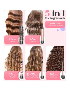 Juego de Plancha de Rizar 5 en 1 Lopeie con Barriles Intercambiables 2