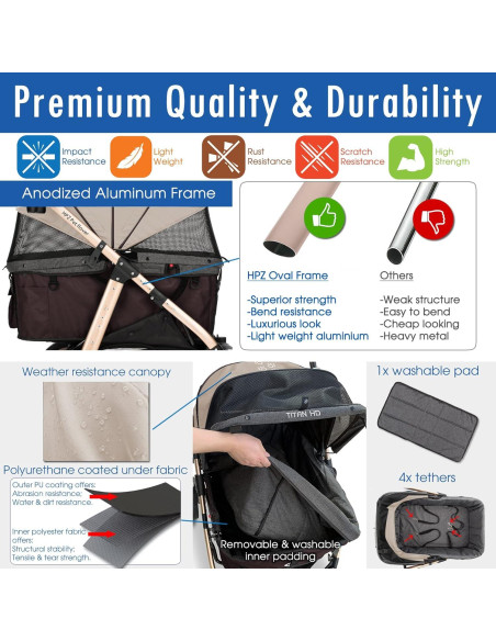 Carro de Paseo para Mascotas HPZ Titan-HD Beige 100 kg