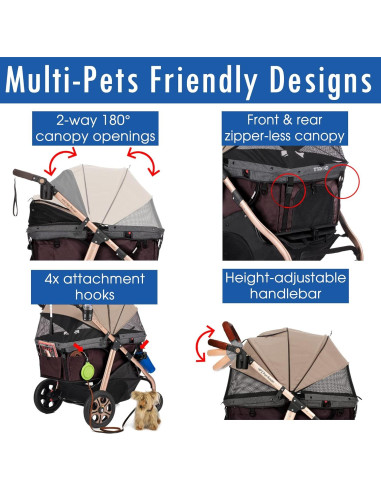 Carro de Paseo para Mascotas HPZ Titan-HD Beige 100 kg