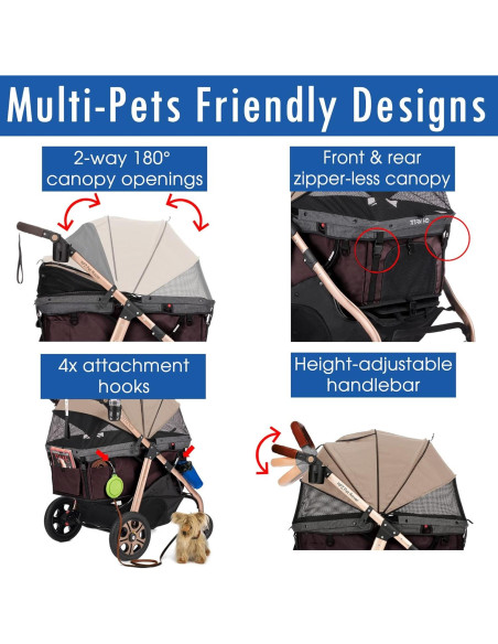 Carro de Paseo para Mascotas HPZ Titan-HD Beige 100 kg