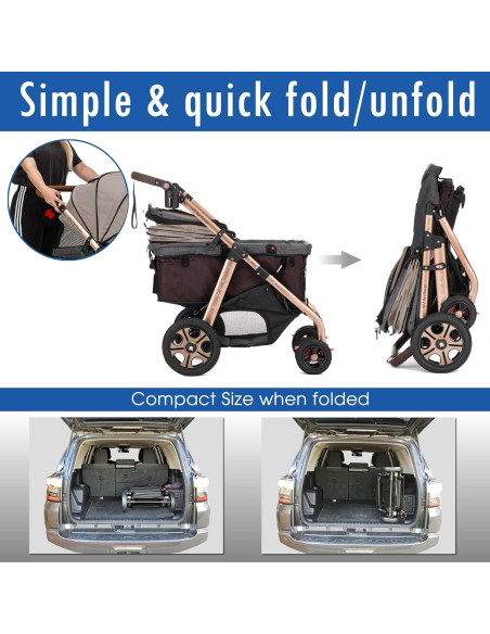 Carro de Paseo para Mascotas HPZ Titan-HD Beige 100 kg