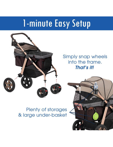 Carro de Paseo para Mascotas HPZ Titan-HD Beige 100 kg