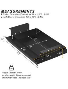 Cajón deslizante Gaxomo ajustable 32.5x36.8x6.1 cm 2