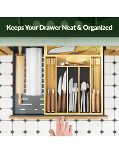 Organizador de Cubiertos de Bambú NiHome 2 Niveles 415x315x77mm 2