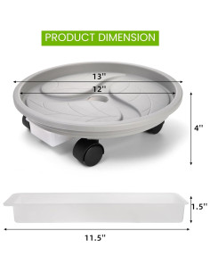 Paquete de 3 Carros para Plantas Nagpew 30 cm con Ruedas 2