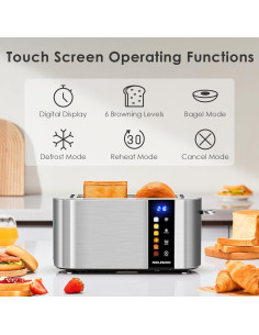 Tostadora de 4 Rebanadas NIKLEMON Acero Inoxidable 1300W 2