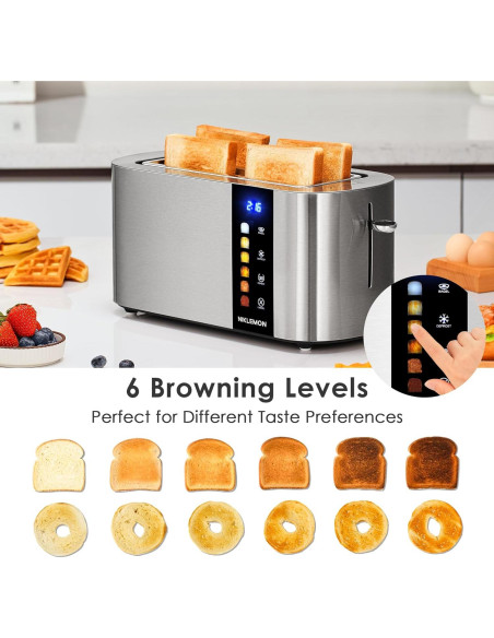 Tostadora de 4 Rebanadas NIKLEMON Acero Inoxidable 1300W