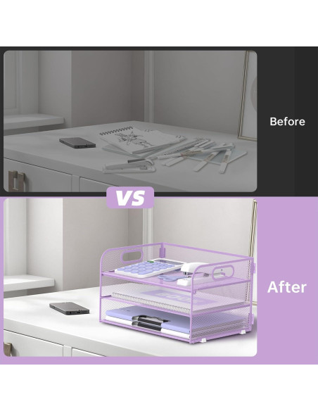 Organizador de Papel SUPEASY 3 Niveles Malla Púrpura Organizador de Papel SUPEASY 3 Niveles Malla Púrpura