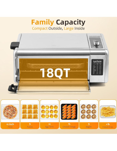 Freidora de aire 10 en 1 LynTorin Horno Digital 9 Funciones