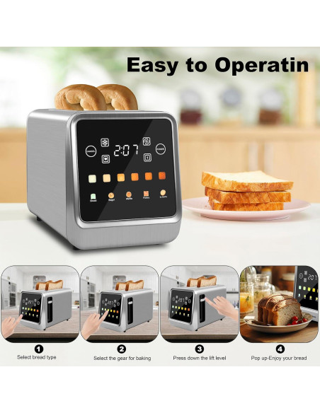 Tostadora Digital Inteligente iFedio 2 Rebanadas Acero Inoxidable
