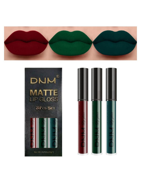 Set de Labios 3 Pcs Evpct Mate 24 Horas Rojo Verde