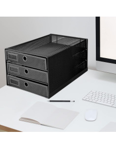 Organizador de Escritorio Annova 3 Cajones Metal Negro 2