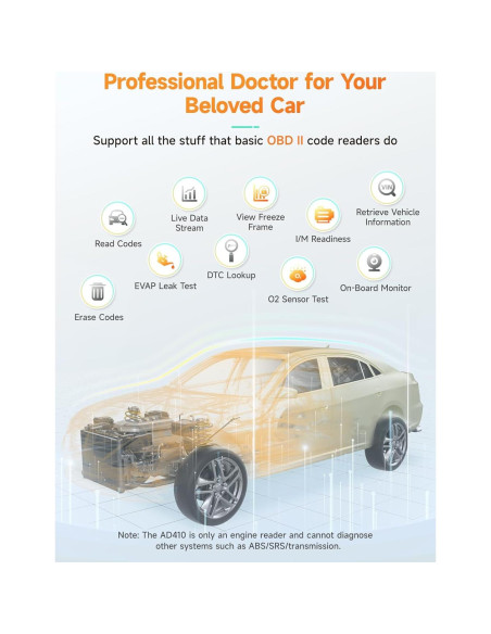 Escáner OBD2 ANCEL AD410, Lector de Códigos para Autos 1996+
