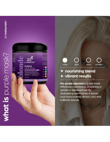 Mascarilla Capilar Morada ArtNaturals 226g - Elimina Amarillo