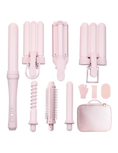 Juego de Plancha de Rizar 7 en 1 SPPZCUR con Barriles Intercambiables