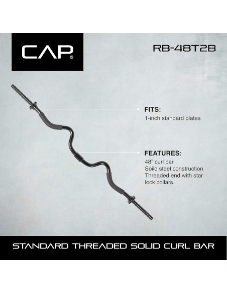 Barra Curl Super CAP Barbell RB-48T2B 90.72 kg Negro