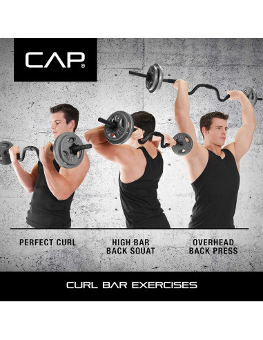 Barra Curl Super CAP Barbell RB-48T2B 90.72 kg Negro
