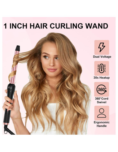 Tenaza de Pelo Vnina 1 Pulgada Cerámica Calor Ajustable