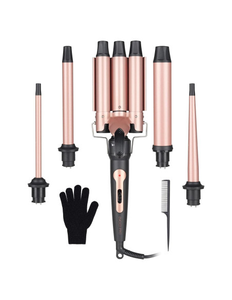Tenaza Rizar Cabello 5 en 1 EMOCCI PRO Cerámica Oro Rosa