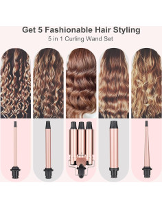 Tenaza Rizar Cabello 5 en 1 EMOCCI PRO Cerámica Oro Rosa 2