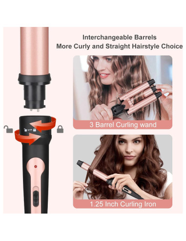 Tenaza Rizar Cabello 5 en 1 EMOCCI PRO Cerámica Oro Rosa