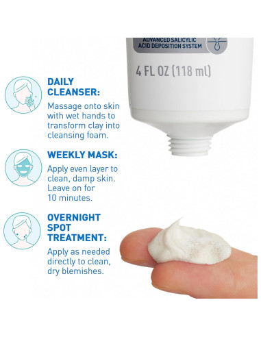 CeraVe Limpiador Facial Arcilla a Espuma 113 g Acné