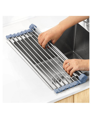 Escurridor de Platos Plegable MECHEER Acero Inoxidable Gris 44x30 cm