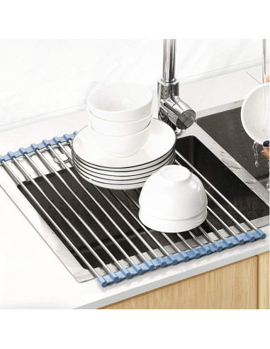 Escurridor de Platos Plegable MECHEER Acero Inoxidable Gris 44x30 cm