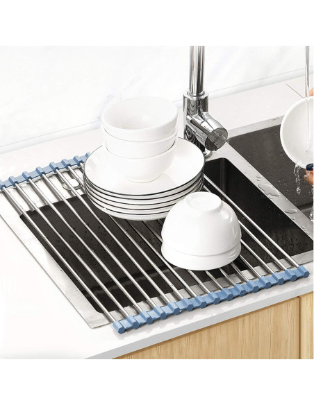 Escurridor de Platos Plegable MECHEER Acero Inoxidable Gris 44x30 cm