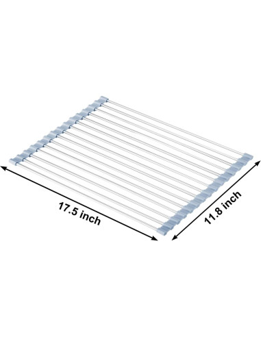 Escurridor de Platos Plegable MECHEER Acero Inoxidable Gris 44x30 cm