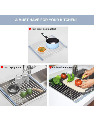 Escurridor de Platos Plegable MECHEER Acero Inoxidable Gris 44x30 cm