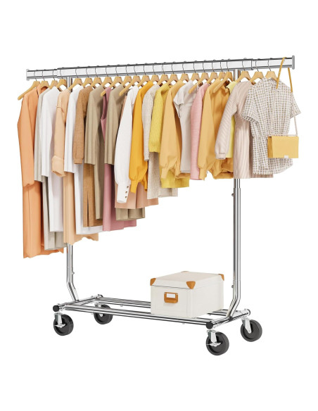 Perchero Rodante Tajsoon Cromo Ajustable 350 lbs Plegable