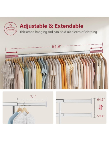 Perchero Rodante Tajsoon Cromo Ajustable 350 lbs Plegable