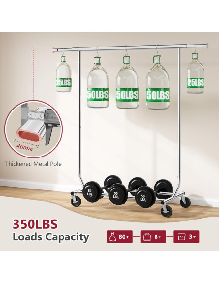 Perchero Rodante Tajsoon Cromo Ajustable 350 lbs Plegable