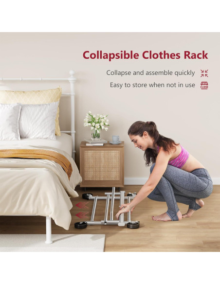 Perchero Rodante Tajsoon Cromo Ajustable 350 lbs Plegable