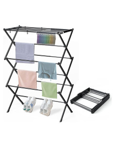 Tendedero Plegable KeingGcopr Negro 101,6 cm Ahorra Espacio