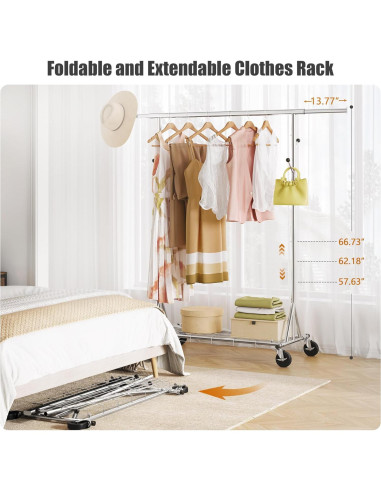 Perchero de Ropa Gewudraw Ajustable 480 LBS Plegable