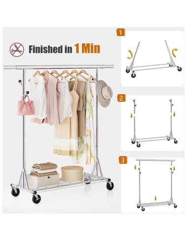 Perchero de Ropa Gewudraw Ajustable 480 LBS Plegable