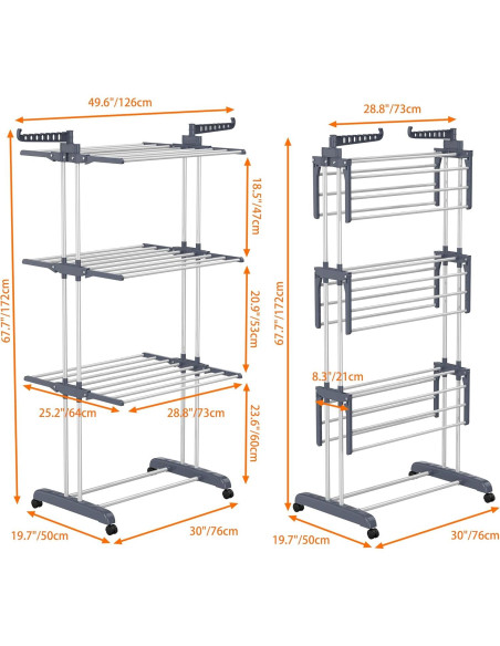 Estante Plegable para Secar Ropa HOMIDEC 4 Niveles 171 cm