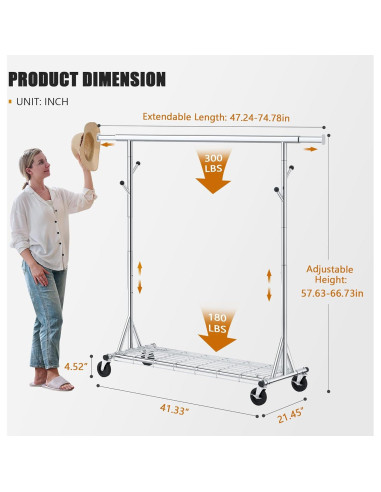 Perchero de Ropa Gewudraw Ajustable 480 LBS Plegable