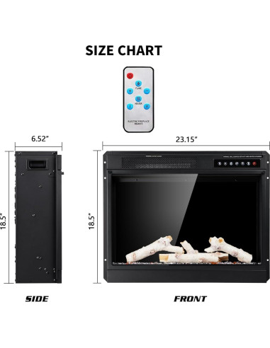 Chimenea Eléctrica R.W.FLAME 58cm con Control Remoto y Calefacción