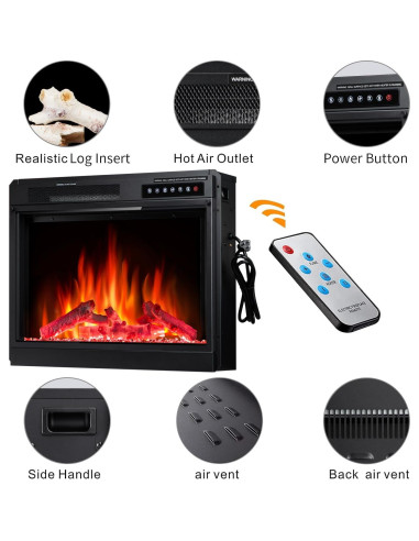 Chimenea Eléctrica R.W.FLAME 58cm con Control Remoto y Calefacción